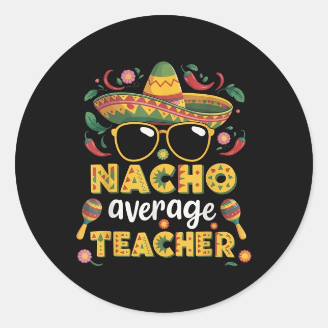 Sticker Rond Professeur Nacho Moyen Pomme Cinco De Mayo Profess (Devant)