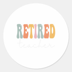 Sticker Rond Professeur Retro Femmes Super Heureux Premier Jour