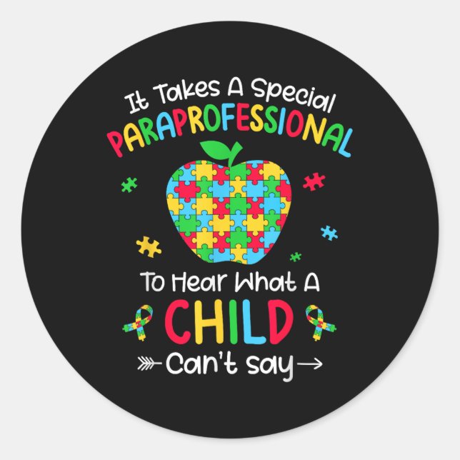 Sticker Rond Professeur spécial de Sensibilisation sur l'autism (Devant)