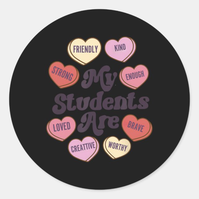 Sticker Rond Professeur Valentines Jour Affirmations positives  (Devant)