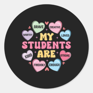 Sticker Rond Professeur Valentines Jour Bonbons Affirmations po