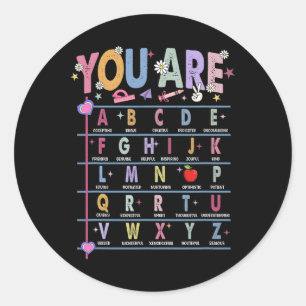 Sticker Rond Professeur Vous Êtes Lettres Alphabet Apprendre Ab