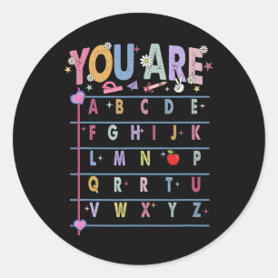 Sticker Rond Professeur Vous Êtes Lettres Alphabet Apprendre Ab