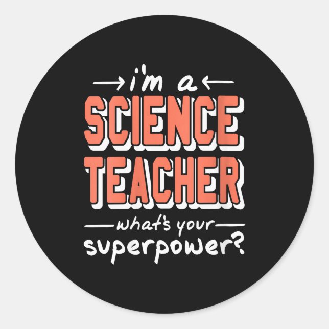 Sticker Rond Professeure de Sciences Féminin Superwer Drôle Ner (Devant)