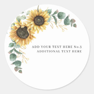 Sticker Rond Professeurs de Feuilles de Eucalyptus et Tournesol
