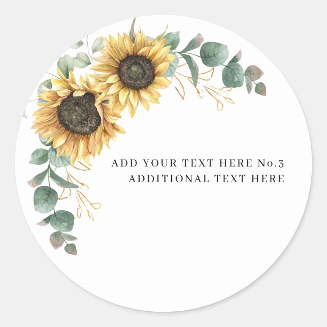 Sticker Rond Professeurs de Feuilles de Eucalyptus et Tournesol (Devant)