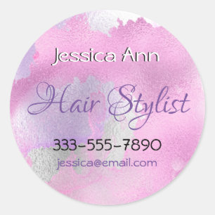 Sticker Rond Profession de stylist cheveux Personnaliser violet