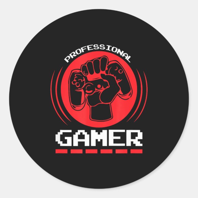 Sticker Rond Professional Gamer Funny Gaming Quotes Gift For Pl (Devant)
