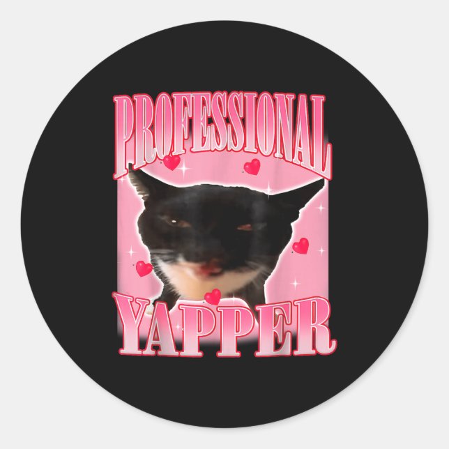 Sticker Rond Professional Yapper Cat Funny Oddly Specific Dank  (Devant)