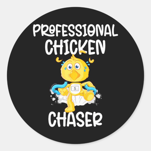 Sticker Rond Professionnel Chasseur de poulets Funny Fermier (Devant)