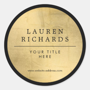 Sticker Rond Professionnel Luxe Noir et Or Imitation