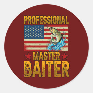 Sticker Rond Professionnel Master Baiter Pêcheur Américain