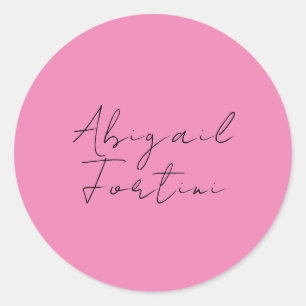 Sticker Rond Professionnel minimaliste rose moderne votre nom