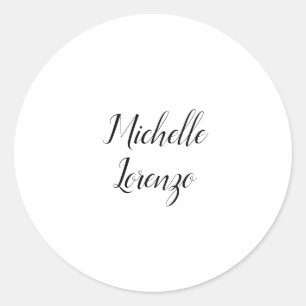 Sticker Rond Professionnel Moderne Simple Uni Noir & Blanc