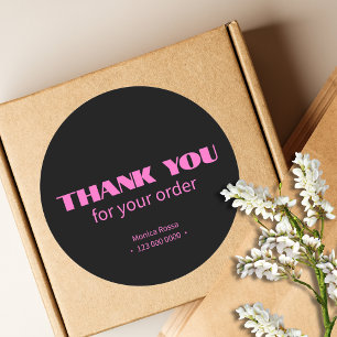 Sticker Rond Professionnel Simple Moderne Neon Rose Noir