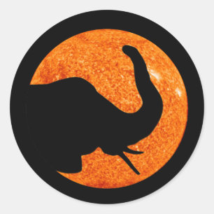 Sticker Rond Profil éléphant Éclipse solaire