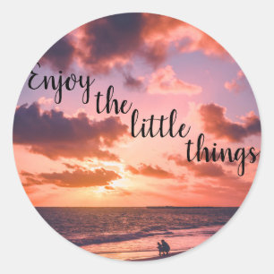 Sticker Rond Profitez de Little Things Sunset Beach
