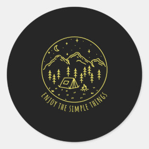 Sticker Rond Profitez des choses simples feu de camp nature min
