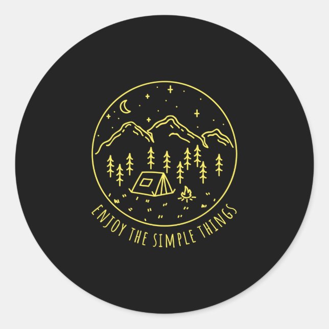 Sticker Rond Profitez des choses simples feu de camp nature min (Devant)