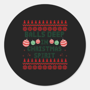 Sticker Rond Profondément dans le pull de Noël moche pour coupl