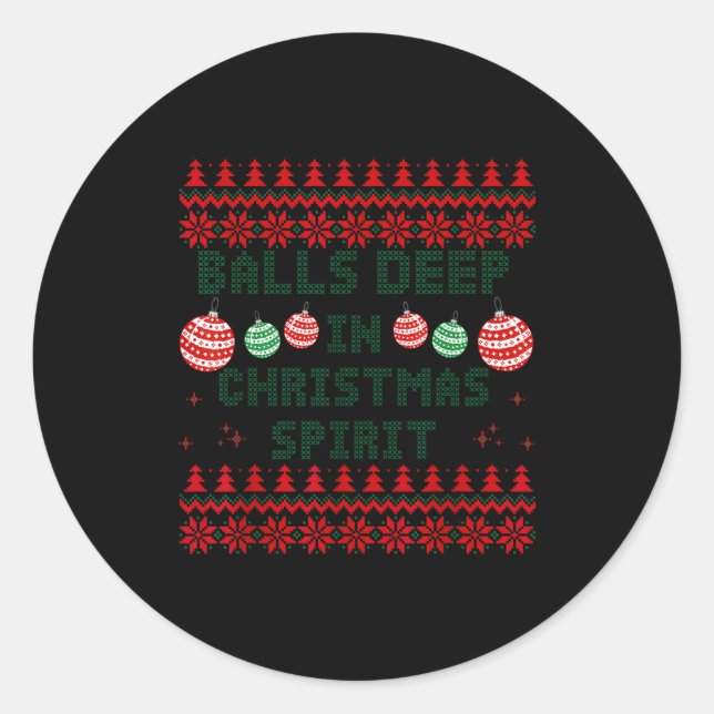 Sticker Rond Profondément dans le pull de Noël moche pour coupl (Devant)