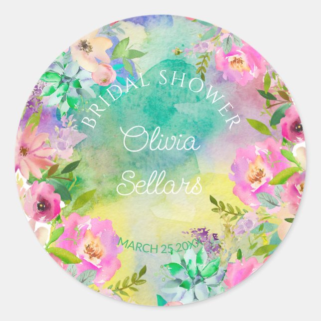 Sticker Rond Profusion Florale Brillante pour la Mariée (Devant)