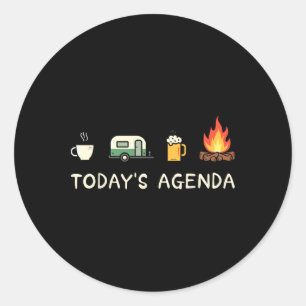 Sticker Rond Programme du jour Café Feu de camp Amateur de bièr