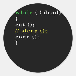 Sticker Rond Programme Eat Code Sleep