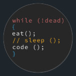 Sticker Rond Programme Eat Code Sleep<br><div class="desc">Si vous êtes un développeur logiciel, un geek, un ingénieur logiciel ou un programmeur, c'est la chemise parfaite pour vous. Il montre une boucle de temps; même s'il n'est pas mort, mangez du code de sommeil. La syntaxe fonctionne pour Python et d'autres langages de programmation.</div>