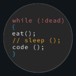 Sticker Rond Programme Eat Code Sleep<br><div class="desc">Si vous êtes un développeur logiciel, un geek, un ingénieur logiciel ou un programmeur, c'est la chemise parfaite pour vous. Il montre une boucle de temps; même s'il n'est pas mort, mangez du code de sommeil. La syntaxe fonctionne pour Python et d'autres langages de programmation.</div>