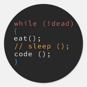 Sticker Rond Programme Eat Code Sleep