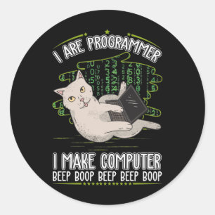 Sticker Rond Programmeur humour informatique