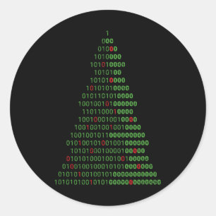 Sticker Rond Programmeurs Informatiques Binary Christmas Tree E