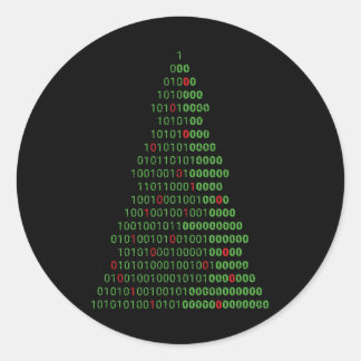 Sticker Rond Programmeurs Informatiques Binary Christmas Tree E