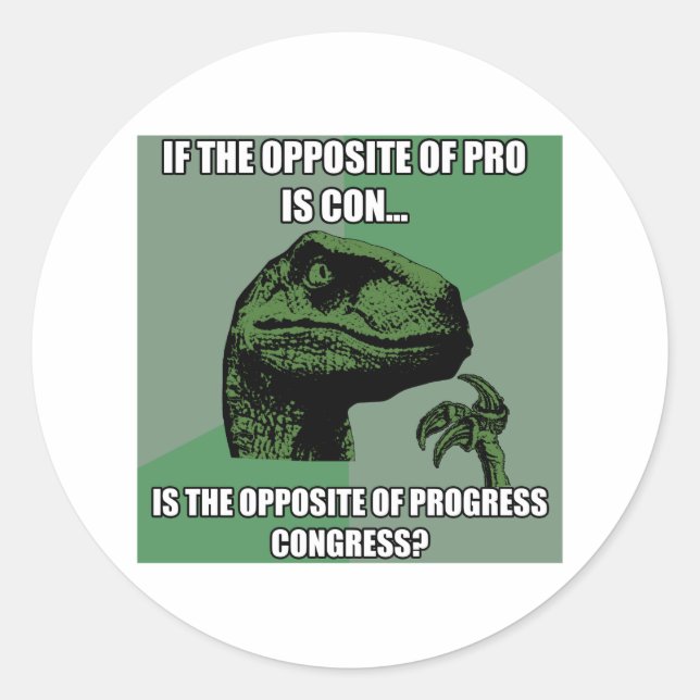 Sticker Rond Progrès de Philosoraptor contre le congrès (Devant)