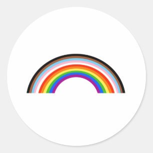 Sticker Rond Progrès Fierté écarté Arche arc-en-ciel