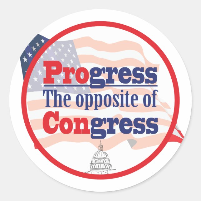 Sticker Rond Progrès. L'opposé du Congrès (Devant)