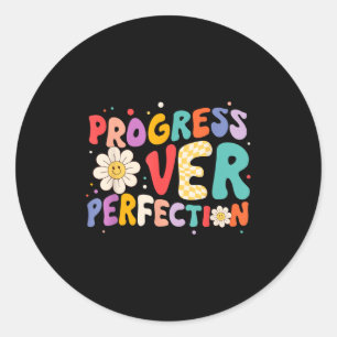 Sticker Rond Progrès Motivationnel sur la perfection Enseignant