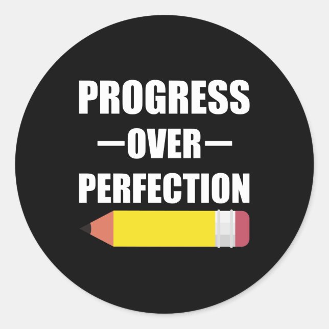 Sticker Rond Progrès Plutôt que Perfection Retour à l'école Ens (Devant)