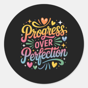 Sticker Rond Progrès Plutôt que Perfection Retour à l'école Ens