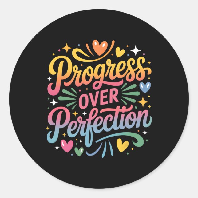 Sticker Rond Progrès Plutôt que Perfection Retour à l'école Ens (Devant)