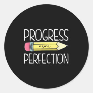 Sticker Rond Progrès Sur La Perfection Preppy Enseignant Retour