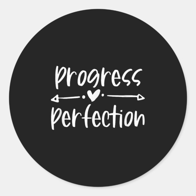 Sticker Rond Progress Over Perfection Motivational  (Devant)