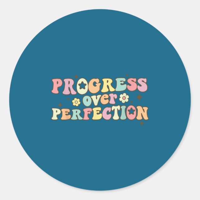 Sticker Rond Progress Over Perfection Motivational Back To Scho (Devant)