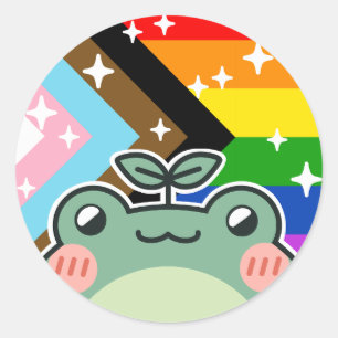 Sticker Rond Progression POC LGBT Pride Drapeau Grenouille