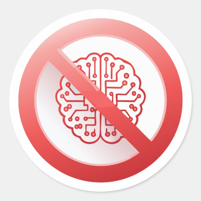 Sticker Rond Prohibition sign of using artificial intelligence (Devant)