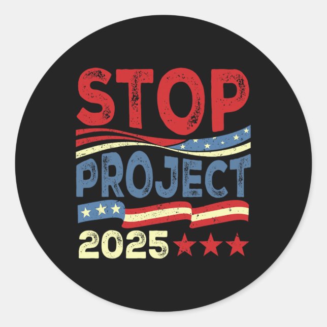 Sticker Rond Projet 2025 Anti Trump Drapeau américain Femmes po (Devant)