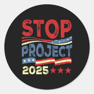 Sticker Rond Projet 2025 Anti Trump Drapeau américain Femmes po