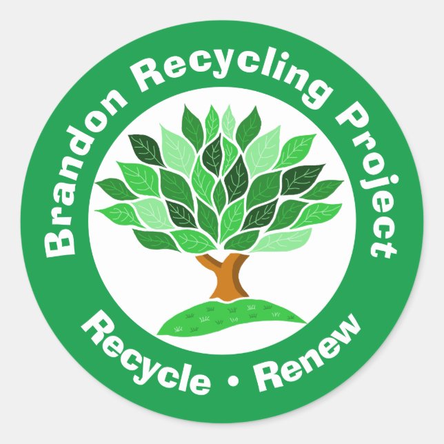 Sticker Rond Projet de recyclage. Recycler et renouveler. (Devant)