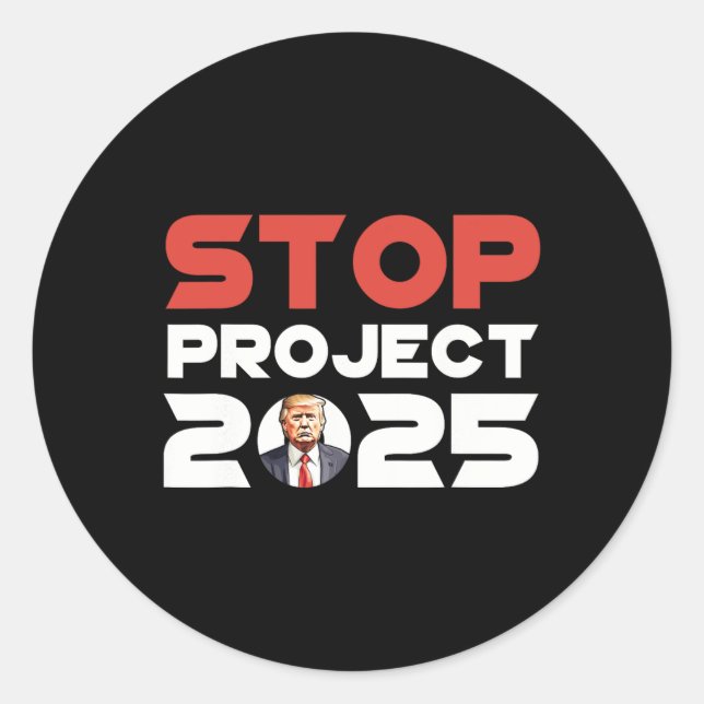 Sticker Rond Projet Trump 2025 contre Trump Patriotique (Devant)